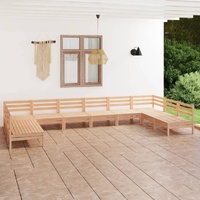 10 Piece Garden Lounge Set Solid Pinewood