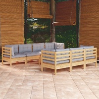 8 Piece Garden Lounge Set with Cushions Solid Pinewood