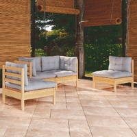 4 Piece Garden Lounge Set with Cushions Solid Pinewood