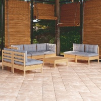 8 Piece Garden Lounge Set with Cushions Solid Pinewood