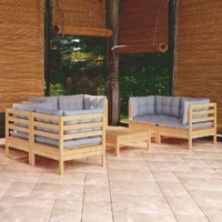 7 Piece Garden Lounge Set with Cushions Solid Pinewood