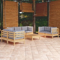 8 Piece Garden Lounge Set with Cushions Solid Pinewood
