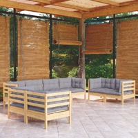 8 Piece Garden Lounge Set with Cushions Solid Pinewood
