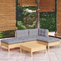5 Piece Garden Lounge Set with Cushions Pinewood