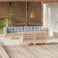 7 Piece Garden Lounge Set with Cushions Solid Pinewood
