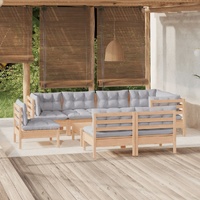 9 Piece Garden Lounge Set with Cushions Solid Pinewood