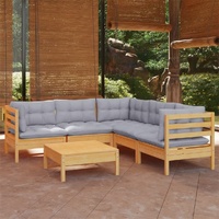 6 Piece Garden Lounge Set with Cushions Solid Pinewood