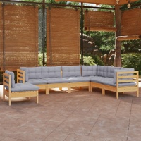 7 Piece Garden Lounge Set with Cushions Solid Pinewood