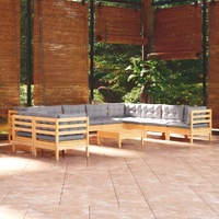 11 Piece Garden Lounge Set with Cushions Solid Pinewood
