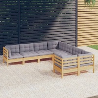 8 Piece Garden Lounge Set with Cushions Solid Pinewood