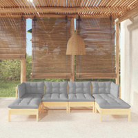 6 Piece Garden Lounge Set with Cushions Pinewood