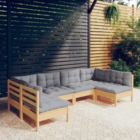 6 Piece Garden Lounge Set with Cushions Solid Pinewood