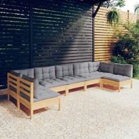 7 Piece Garden Lounge Set with Cushions Solid Pinewood