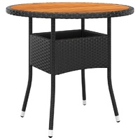 Garden Table 80x75 cm Acacia Wood and Poly Rattan
