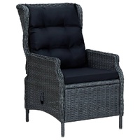 Reclining Garden Chair with Cushions Poly Rattan