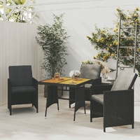 Garden Table Poly Rattan & Solid Acacia Wood