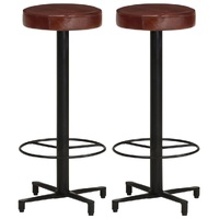 Bar Stools 2 pcs Real Leather