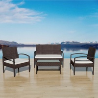 4 Piece Garden Lounge Set with Cushions Poly Rattan