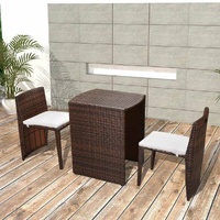 3 Piece Bistro Set with Cushions Poly Rattan