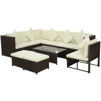 8 Piece Garden Lounge Set with Cushions Poly Rattan