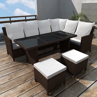 4 Piece Garden Lounge Set with Cushions Poly Rattan