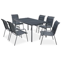 Outdoor Dining Set Steel Black