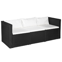 3 Seater Garden Sofa Poly Rattan with Cushions