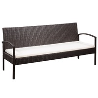 3 Seater Garden Sofa with Cushions Poly Rattan