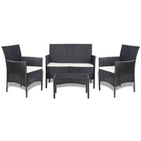 4 Piece Garden Lounge Set with Cushions Poly Rattan