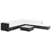 8 Piece Garden Lounge Set with Cushions Poly Rattan