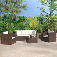 4 Piece Garden Lounge Set with Cushions Poly Rattan