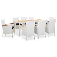 Outdoor Dining Set Poly Rattan White