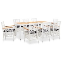 Outdoor Dining Set Poly Rattan White