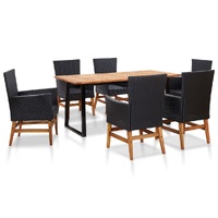 Outdoor Dining Set Poly Rattan and Acacia Wood