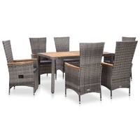 Outdoor Dining Set with Cushions Poly Rattan