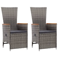 Reclining Garden Chairs 2 pcs with Cushions Poly Rattan
