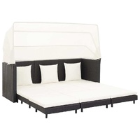 Extendable 3-Seater Sofa Bed with Roof Poly Rattan