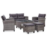 6 Piece Garden Sofa Set with Cushions Poly Rattan