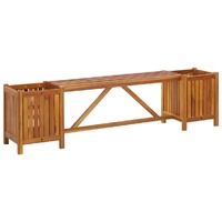 Garden Bench with 2 Planters Solid Acacia Wood