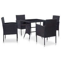 Outdoor Dining Set Poly Rattan Black