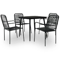 Outdoor Dining Set Cotton Rope and Steel Black