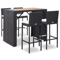Outdoor Bar Set Poly Rattan and Acacia Wood