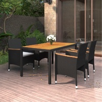 5 Piece Garden Dining Set Poly Rattan