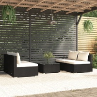 Garden Lounge Set with Cushions Poly Rattan