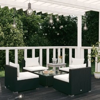 Garden Lounge Set with Cushions Poly Rattan