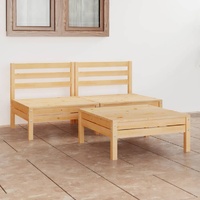 3 Piece Garden Lounge Set Solid Wood Pine