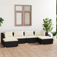 Garden Lounge Set with Cushions Poly Rattan Black