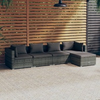 Garden Lounge Set with Cushions Poly Rattan Grey