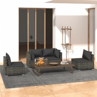Garden Lounge Set with Cushions Poly Rattan Grey