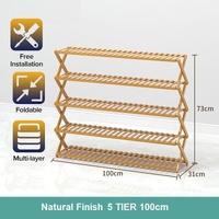 Multi-purpose Bamboo Collapsible Folding Storage Shoe Rack Shelf Organizer 100cm 